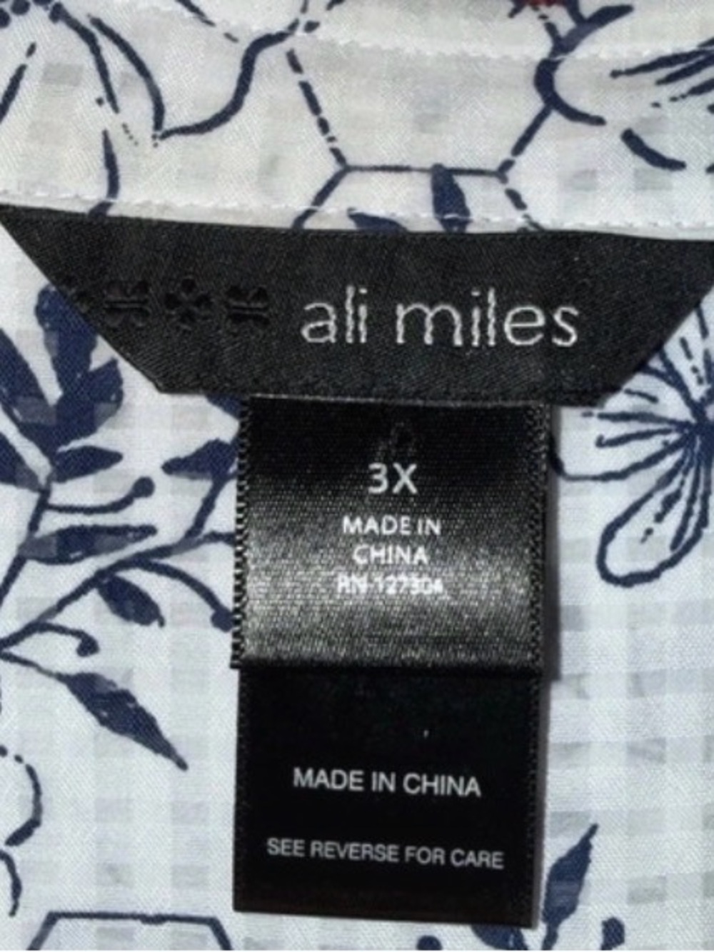 Ali Miles White and Blue Button-Front Blouse Butterfly Print - Picture 4 of 4